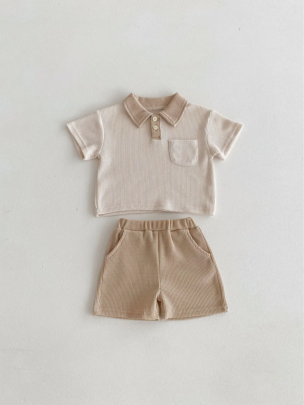Summer Baby Clothes Set Turn Down Collar T-shirt And Shorts 2Pcs For Boys Toddler Tracksuit Outfit