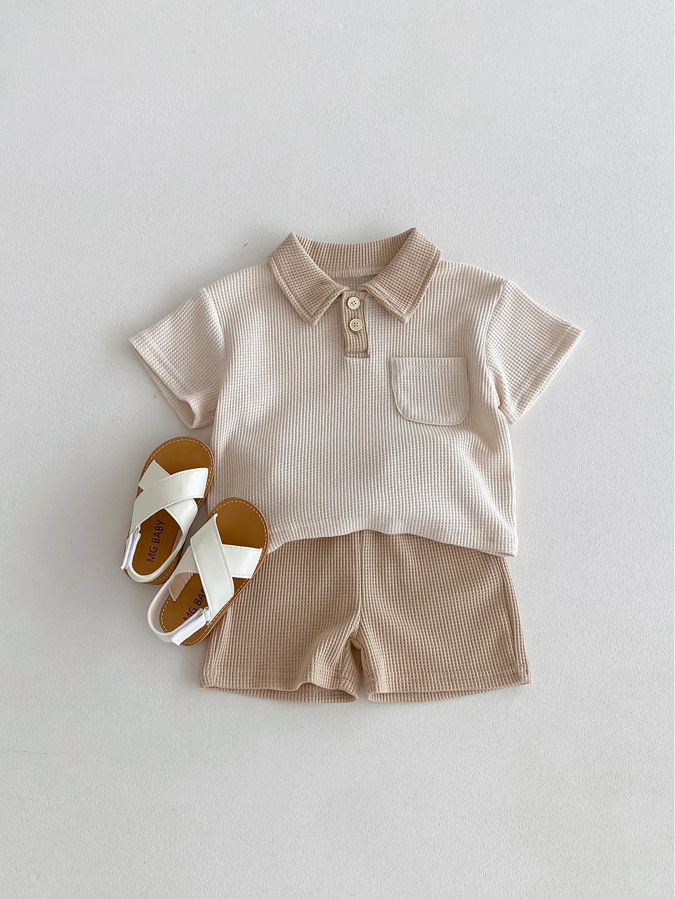 Summer Baby Clothes Set Turn Down Collar T-shirt And Shorts 2Pcs For Boys Toddler Tracksuit Outfit