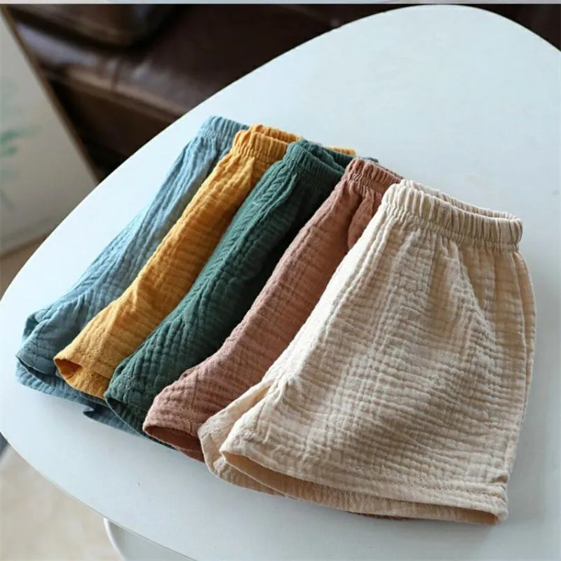 Baby Cotton Linen Shorts Summer New Children's Solid color Short Pant Boys Girls Thin Short Pants Girls Boy Clothing