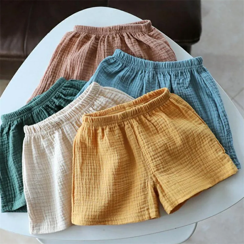 Baby Cotton Linen Shorts Summer New Children's Solid color Short Pant Boys Girls Thin Short Pants Girls Boy Clothing