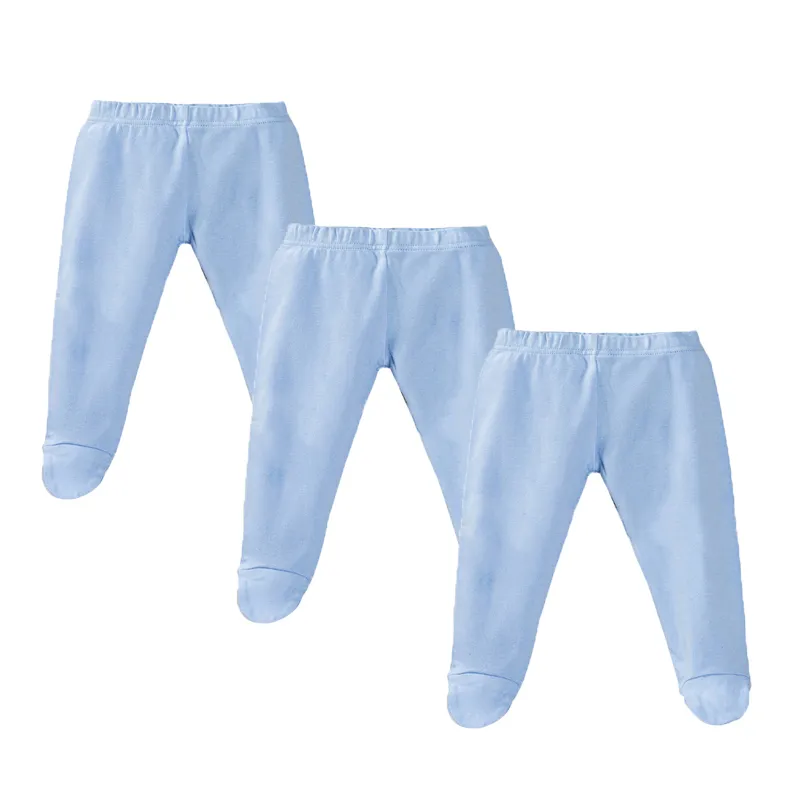 3Pcs Sets Baby Pants 0 To 12 Months Boys Girls Cotton Leggings Pants Solid Color Bind Foot Elastic Waist Trousers Baby Outfits