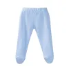 3Pcs Sets Baby Pants 0 To 12 Months Boys Girls Cotton Leggings Pants Solid Color Bind Foot Elastic Waist Trousers Baby Outfits