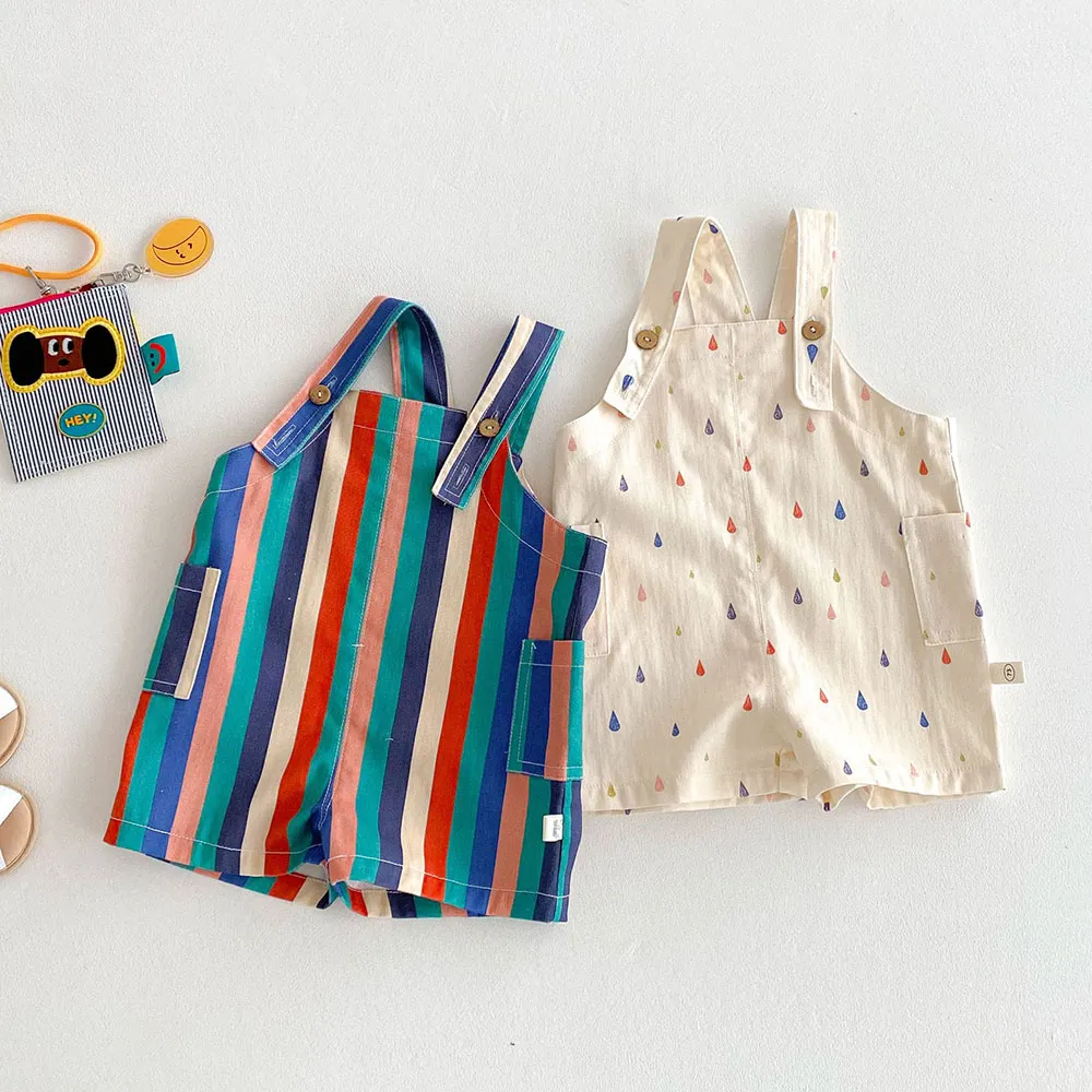 Unisex Spring New Kids Clothes Fashion Overalls Polk Dot Jumpsuits Striped Overalls Children Play Suit