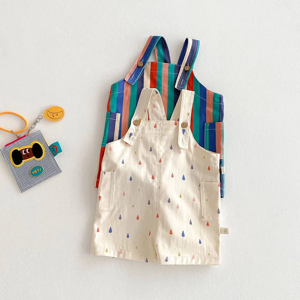 Unisex Spring New Kids Clothes Fashion Overalls Polk Dot Jumpsuits Striped Overalls Children Play Suit