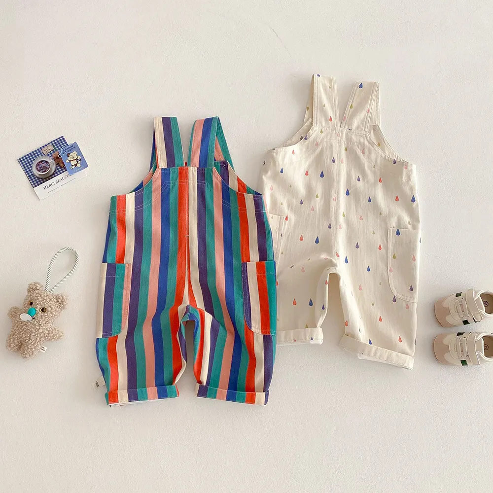 Unisex Spring New Kids Clothes Fashion Overalls Polk Dot Jumpsuits Striped Overalls Children Play Suit