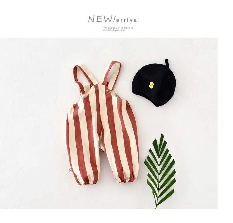 MILANCEL Baby Rompers Striped Baby Overall Bear Doll Infant Girls Jumpsuits Boys Clothes