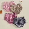 Summer Newborn Baby Elastic Waist Shorts Casual Plaid Print Toddler Bloomers PP Pants Cotton Soft Triangle Baby Girl Shorts