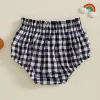 Summer Newborn Baby Elastic Waist Shorts Casual Plaid Print Toddler Bloomers PP Pants Cotton Soft Triangle Baby Girl Shorts