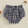 Summer Newborn Baby Elastic Waist Shorts Casual Plaid Print Toddler Bloomers PP Pants Cotton Soft Triangle Baby Girl Shorts