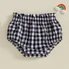 Summer Newborn Baby Elastic Waist Shorts Casual Plaid Print Toddler Bloomers PP Pants Cotton Soft Triangle Baby Girl Shorts