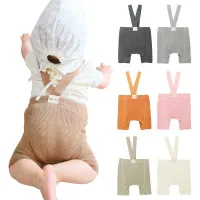 Summer Baby Shorts with Straps Knitted Cotton Toddler Suspender Trousers Kids Bottoms Infant Overalls for Girls Boys