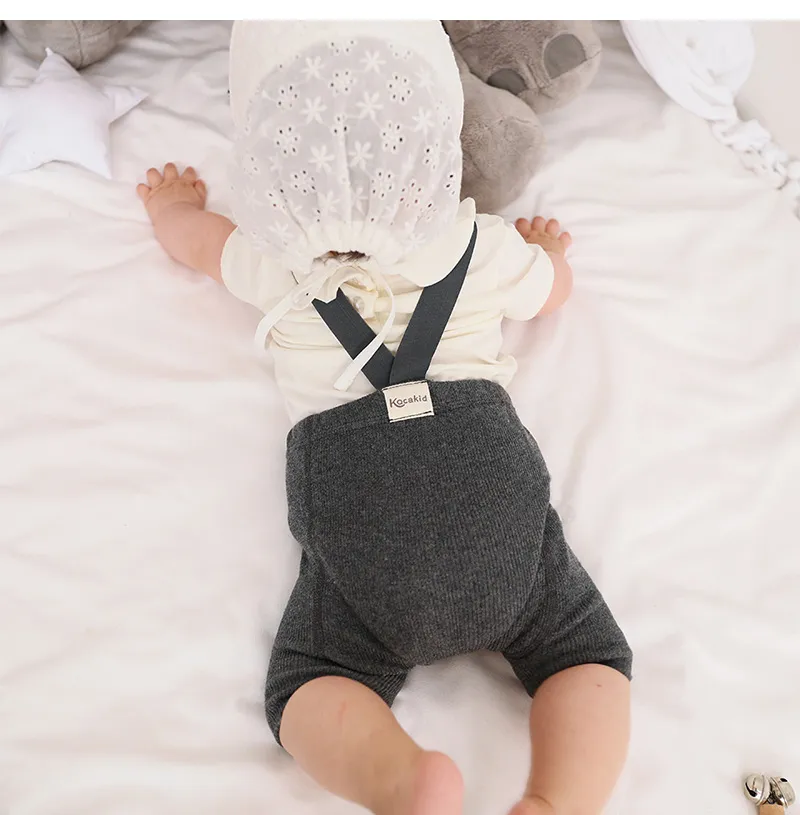 Summer Baby Shorts with Straps Knitted Cotton Toddler Suspender Trousers Kids Bottoms Infant Overalls for Girls Boys