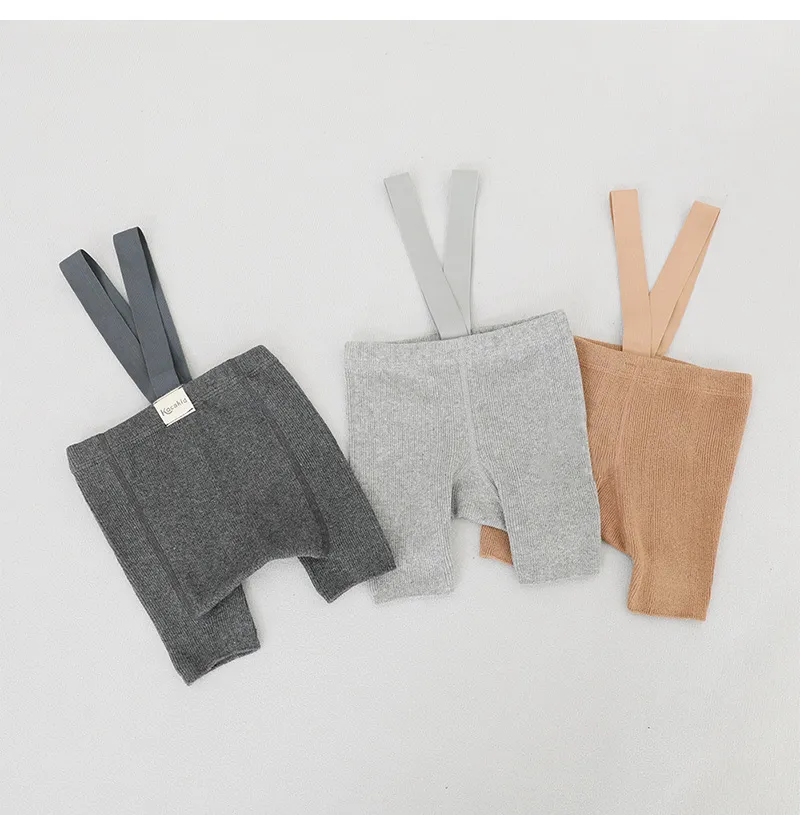 Summer Baby Shorts with Straps Knitted Cotton Toddler Suspender Trousers Kids Bottoms Infant Overalls for Girls Boys