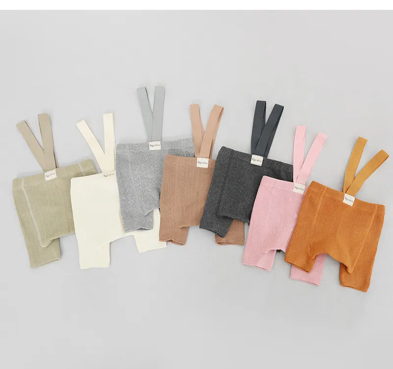 Summer Baby Shorts with Straps Knitted Cotton Toddler Suspender Trousers Kids Bottoms Infant Overalls for Girls Boys