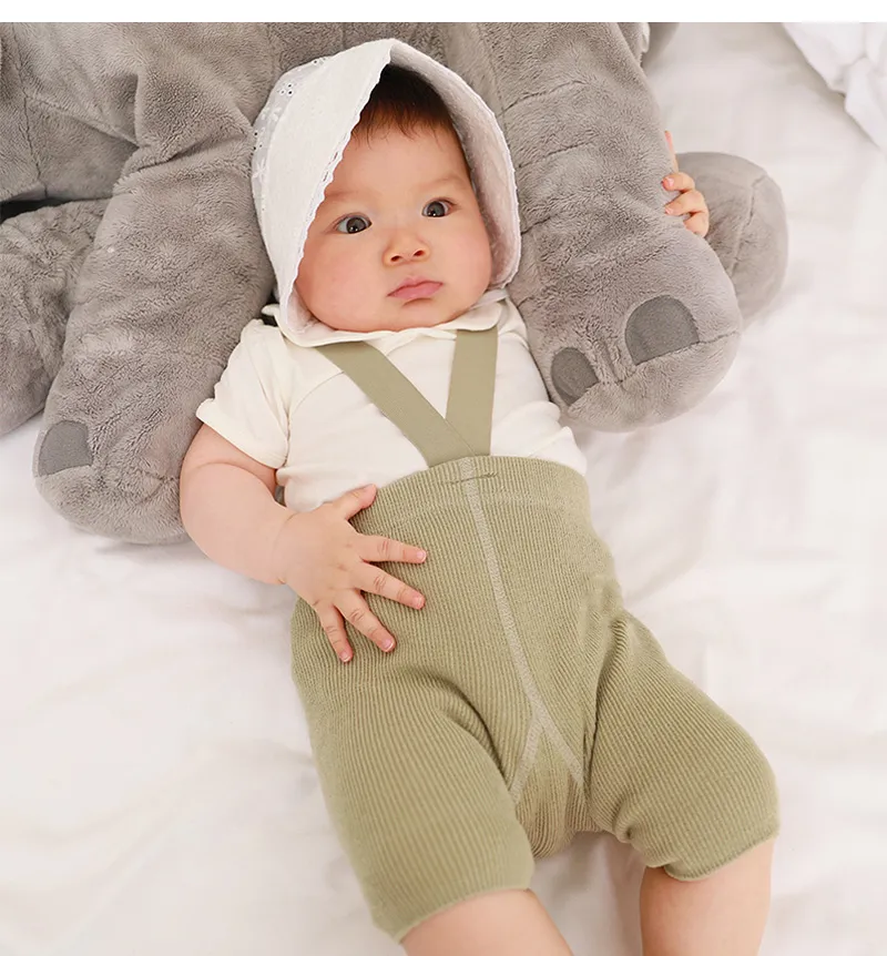 Summer Baby Shorts with Straps Knitted Cotton Toddler Suspender Trousers Kids Bottoms Infant Overalls for Girls Boys