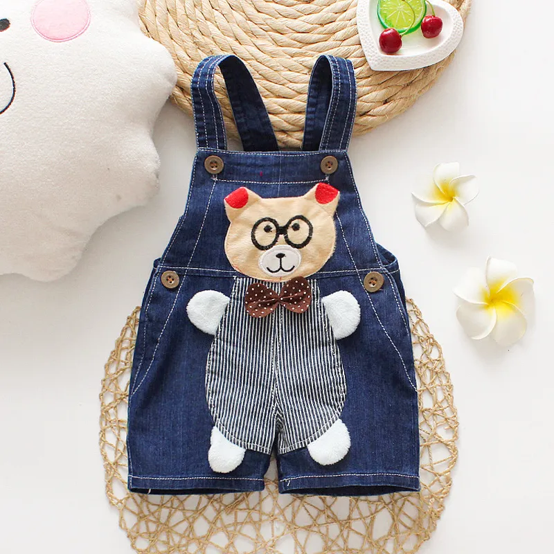 DIIMUU Summer Overalls Shorts Boys Girls Denim Jumpsuits Toddler Clothes Cartoon Boy Casual Jeans Playsuits Baby Bottom Clothing