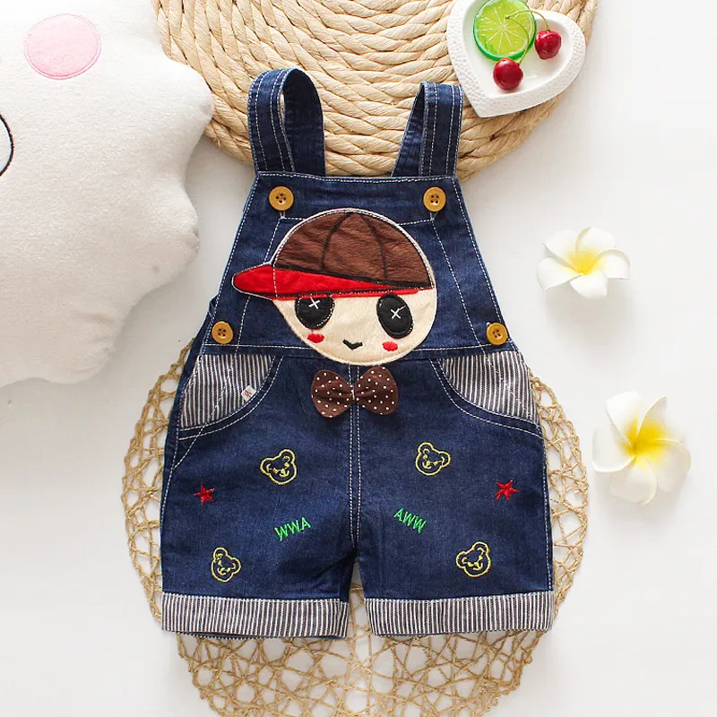 DIIMUU Summer Overalls Shorts Boys Girls Denim Jumpsuits Toddler Clothes Cartoon Boy Casual Jeans Playsuits Baby Bottom Clothing