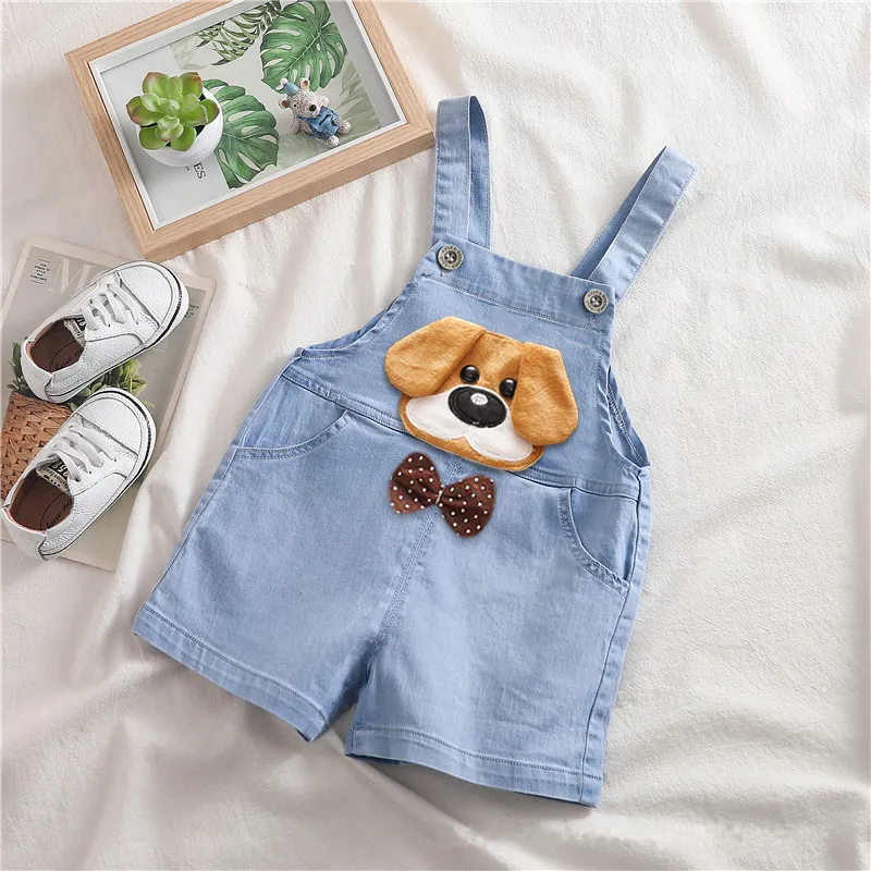 DIIMUU Summer Overalls Shorts Boys Girls Denim Jumpsuits Toddler Clothes Cartoon Boy Casual Jeans Playsuits Baby Bottom Clothing