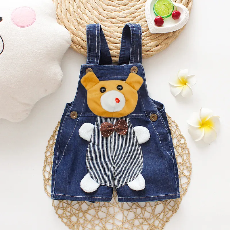 DIIMUU Summer Overalls Shorts Boys Girls Denim Jumpsuits Toddler Clothes Cartoon Boy Casual Jeans Playsuits Baby Bottom Clothing