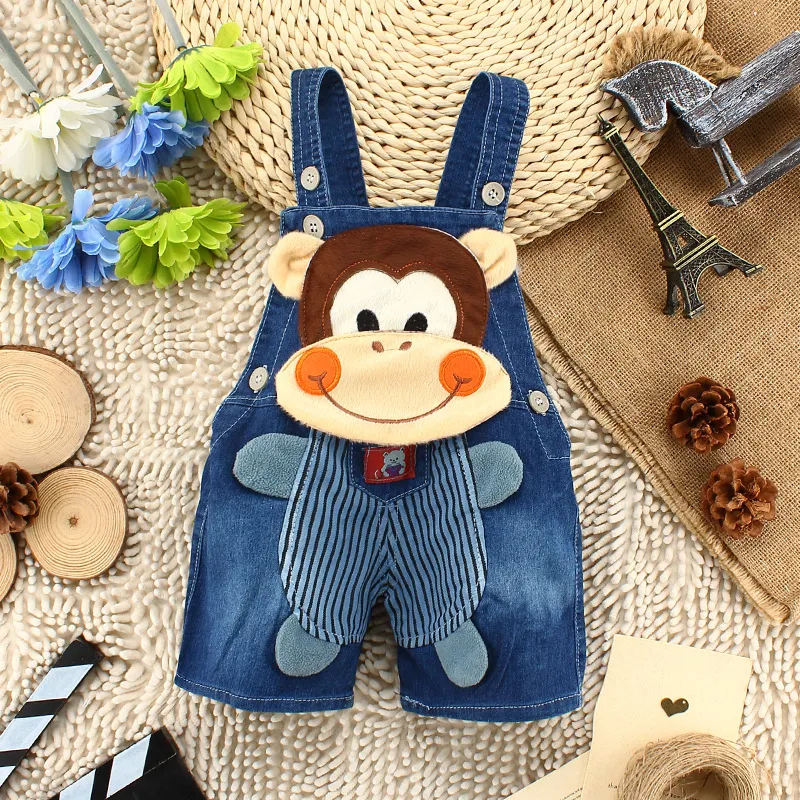 DIIMUU Summer Overalls Shorts Boys Girls Denim Jumpsuits Toddler Clothes Cartoon Boy Casual Jeans Playsuits Baby Bottom Clothing