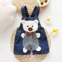 DIIMUU Summer Overalls Shorts Boys Girls Denim Jumpsuits Toddler Clothes Cartoon Boy Casual Jeans Playsuits Baby Bottom Clothing