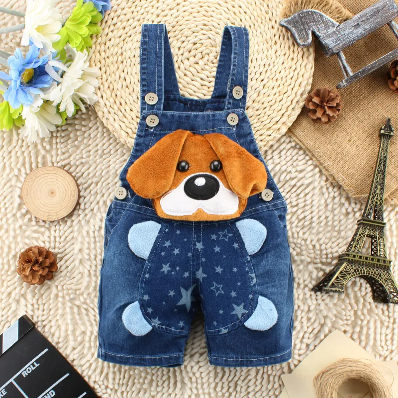 DIIMUU Summer Overalls Shorts Boys Girls Denim Jumpsuits Toddler Clothes Cartoon Boy Casual Jeans Playsuits Baby Bottom Clothing
