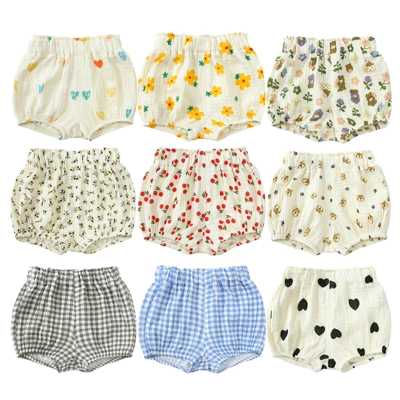 2025 Toddler Baby Summer Shorts Cotton Linen Cartoon Breathable Children Lounge Clothes for 3M-6T Boy Girl Korean Cute PP Pants