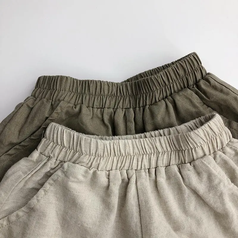 Summer Baby Cotton Linen Shorts Kids Boy Girl Leisure Breathable Short Pant Thin Style Children's Outwear Clothes
