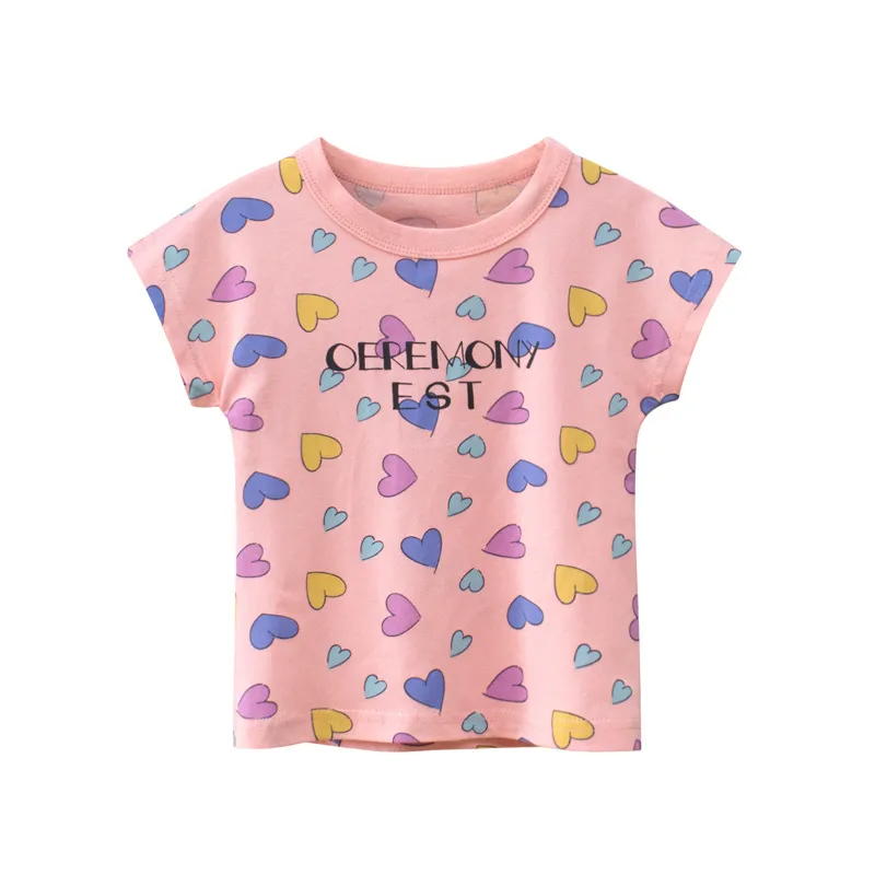 2025 Summer Short Sleeve T-shirts For Girls Printed Letter Baby Girl Tops 2-8 Years Kids Girl T Shirts Child Little Girl Clothes