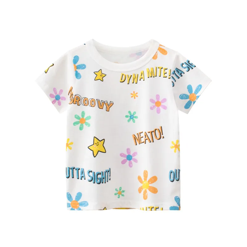 2025 Summer Short Sleeve T-shirts For Girls Printed Letter Baby Girl Tops 2-8 Years Kids Girl T Shirts Child Little Girl Clothes