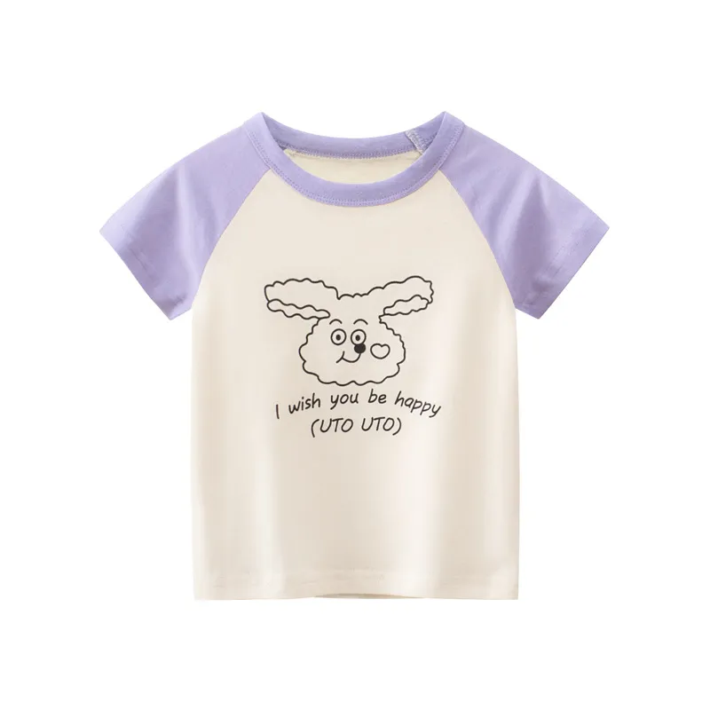 2025 Summer Short Sleeve T-shirts For Girls Printed Letter Baby Girl Tops 2-8 Years Kids Girl T Shirts Child Little Girl Clothes