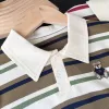 2025 Summer Children Boys Tees Casual Short Sleeve Stripe Cotton Thin Kids Boys T-shirts Embroidery Bear 3-8 Years Boys Tops