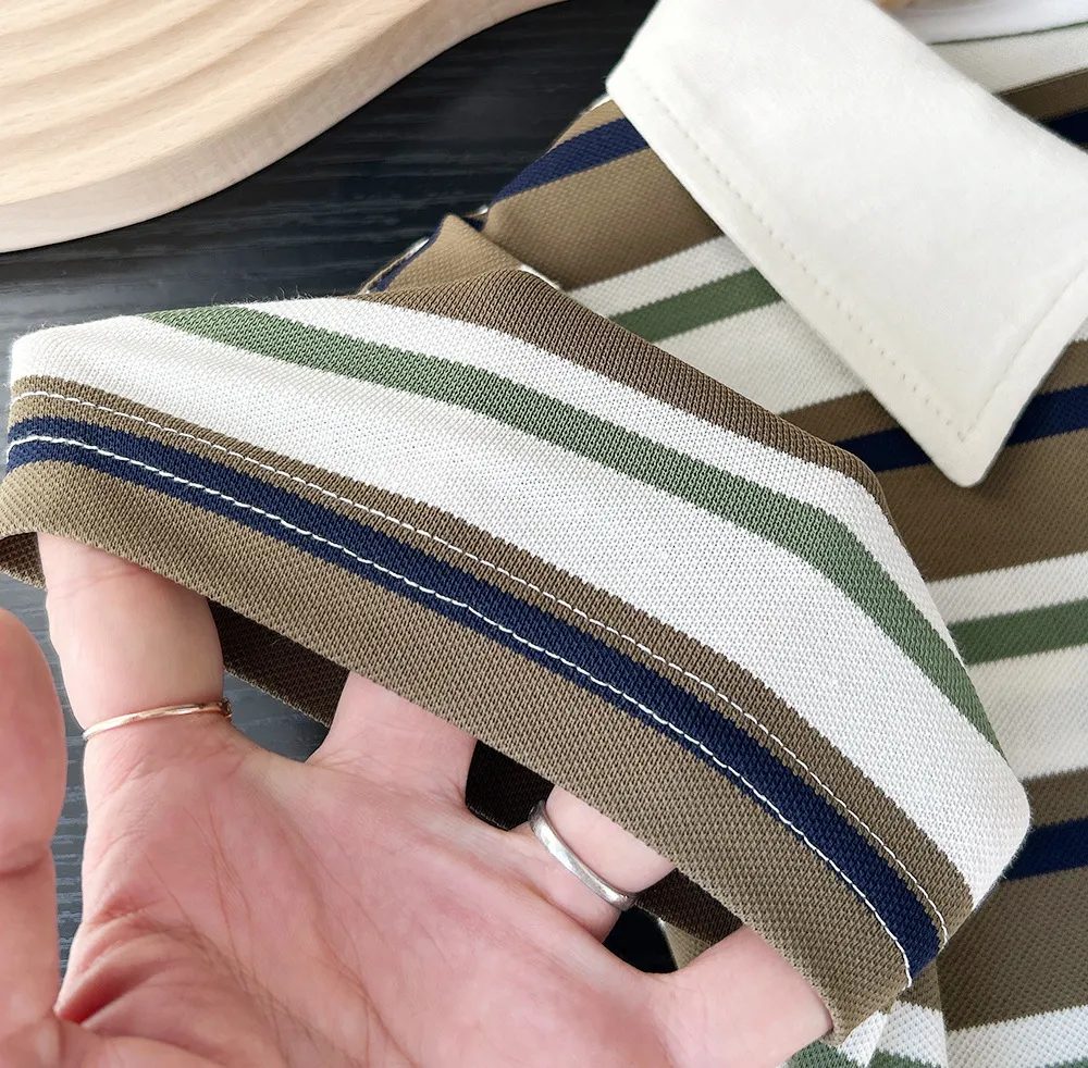 2025 Summer Children Boys Tees Casual Short Sleeve Stripe Cotton Thin Kids Boys T-shirts Embroidery Bear 3-8 Years Boys Tops