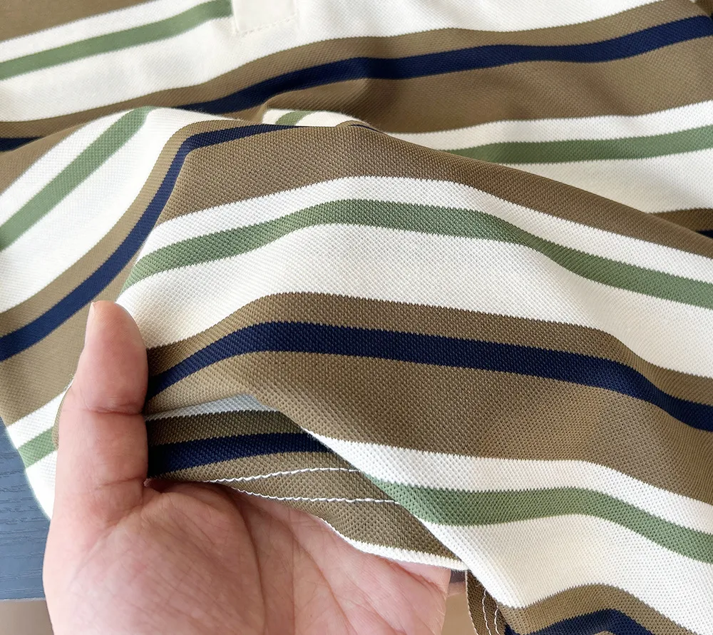 2025 Summer Children Boys Tees Casual Short Sleeve Stripe Cotton Thin Kids Boys T-shirts Embroidery Bear 3-8 Years Boys Tops