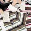 2025 Summer Children Boys Tees Casual Short Sleeve Stripe Cotton Thin Kids Boys T-shirts Embroidery Bear 3-8 Years Boys Tops
