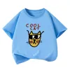 Girls T-shirts 2025 Summer Short-sleeve Tops for Kids Candy Color Boys Tees Children School Shirts Cotton Teenager Outfits 1-12T