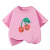 Girls T-shirts 2025 Summer Short-sleeve Tops for Kids Candy Color Boys Tees Children School Shirts Cotton Teenager Outfits 1-12T
