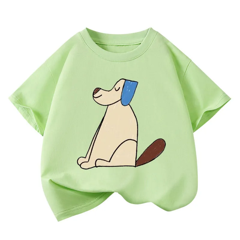 Girls T-shirts 2025 Summer Short-sleeve Tops for Kids Candy Color Boys Tees Children School Shirts Cotton Teenager Outfits 1-12T