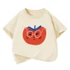 Girls T-shirts 2025 Summer Short-sleeve Tops for Kids Candy Color Boys Tees Children School Shirts Cotton Teenager Outfits 1-12T