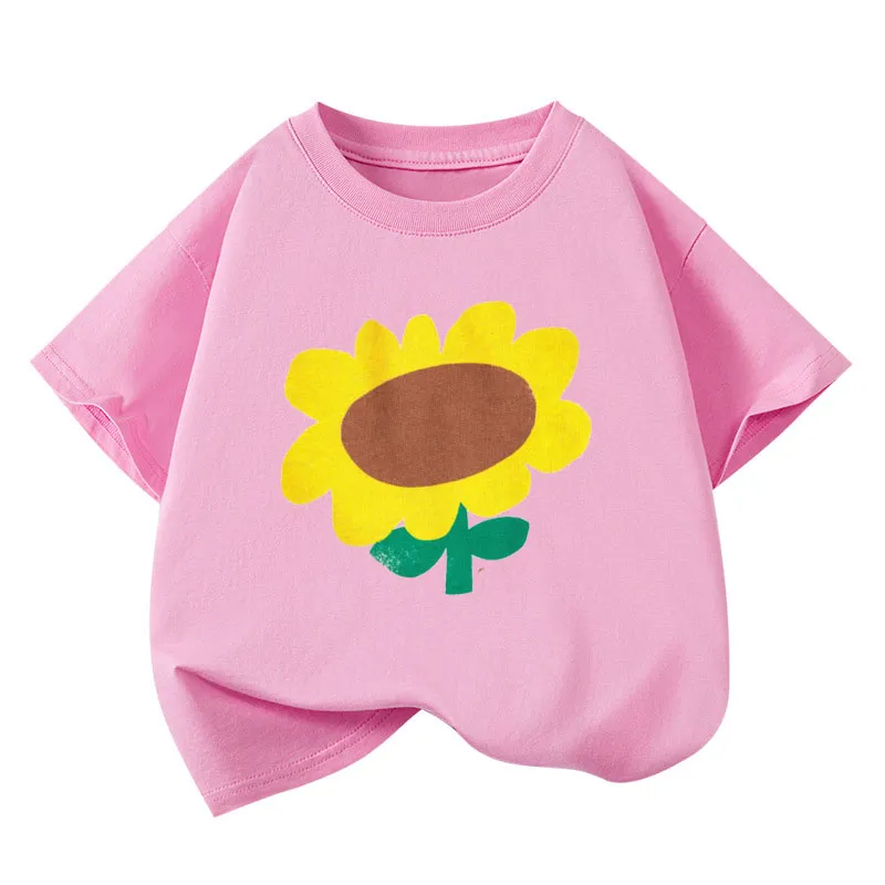 Boys T-shirts 2025 Summer Tops for Kids Short-sleeve Girls Tees Candy Color Children Shirts Cotton Teenager School Outfits