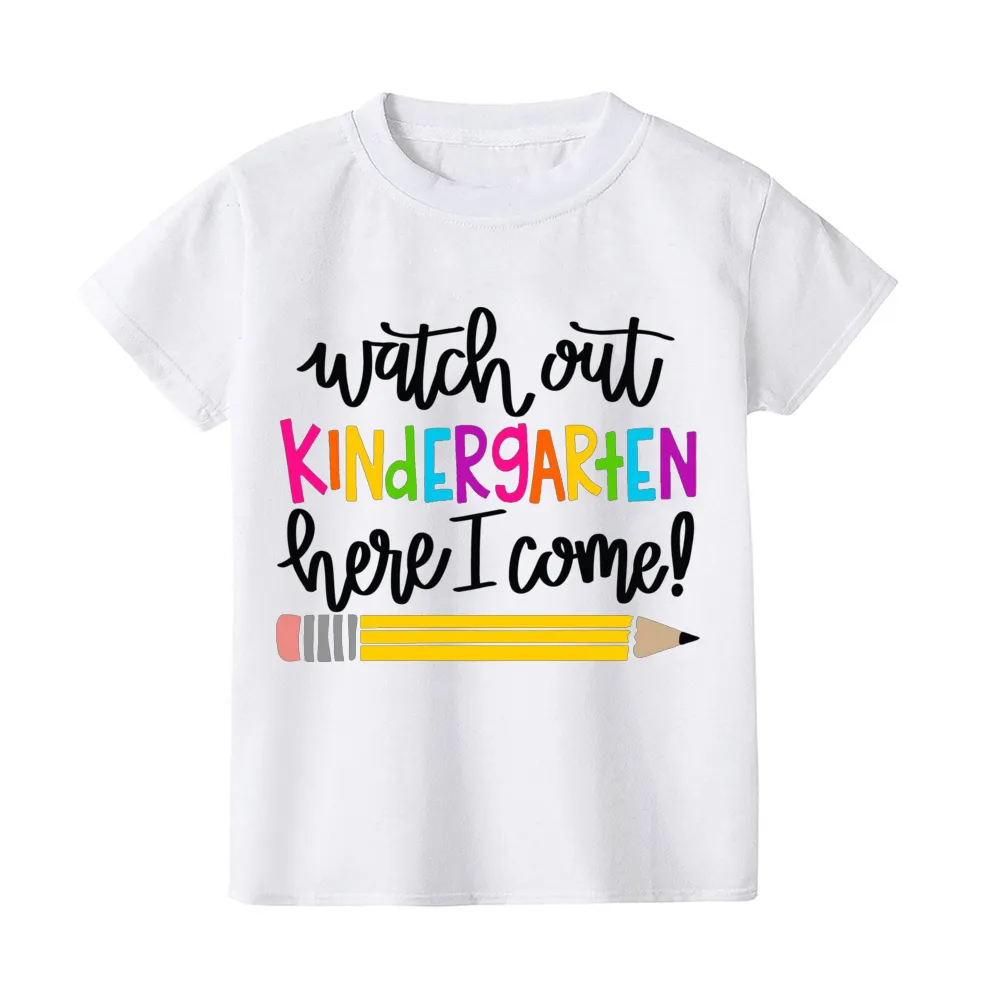 First Day of Kindergarten Kid T-Shirt Girl Boy Clothes Back To School Shirt Preschool 1-5th Grade Child Shirts School Opens Gift