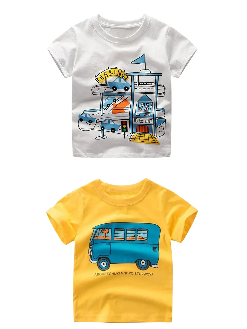 2 3 4 5 7 9 Years Summer Baby Boys Short Sleeve T-shirt Children Kids Cotton Cartoon Tops For Little Boys KF1022