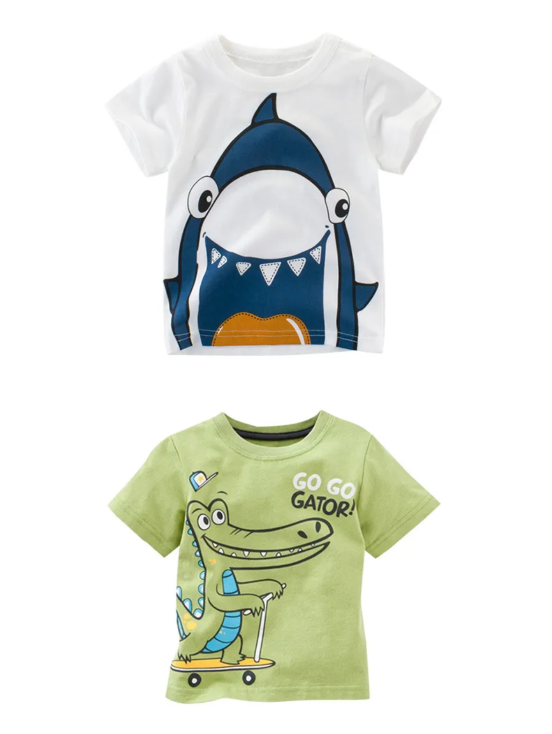 2 3 4 5 7 9 Years Summer Baby Boys Short Sleeve T-shirt Children Kids Cotton Cartoon Tops For Little Boys KF1022