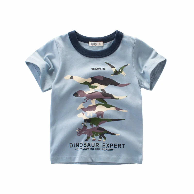 2 3 4 5 7 9 Years Summer Baby Boys Short Sleeve T-shirt Children Kids Cotton Cartoon Tops For Little Boys KF1022