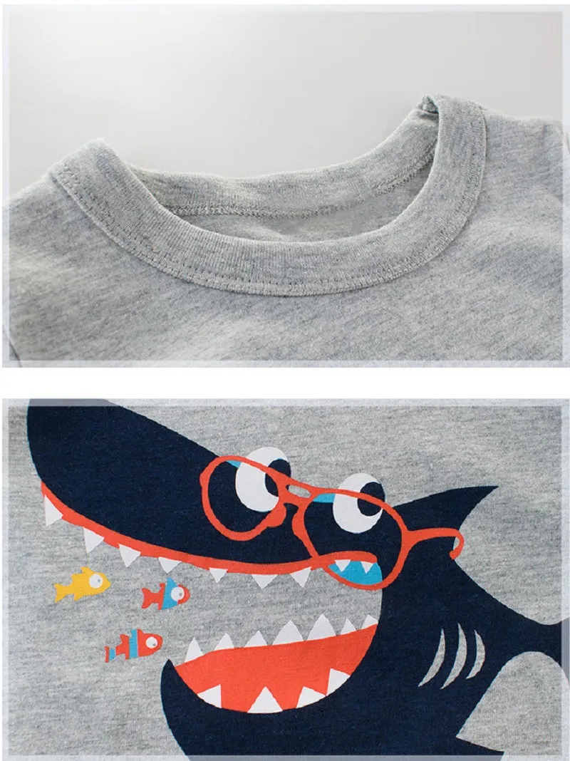 2 3 4 5 7 9 Years Summer Baby Boys Short Sleeve T-shirt Children Kids Cotton Cartoon Tops For Little Boys KF1022