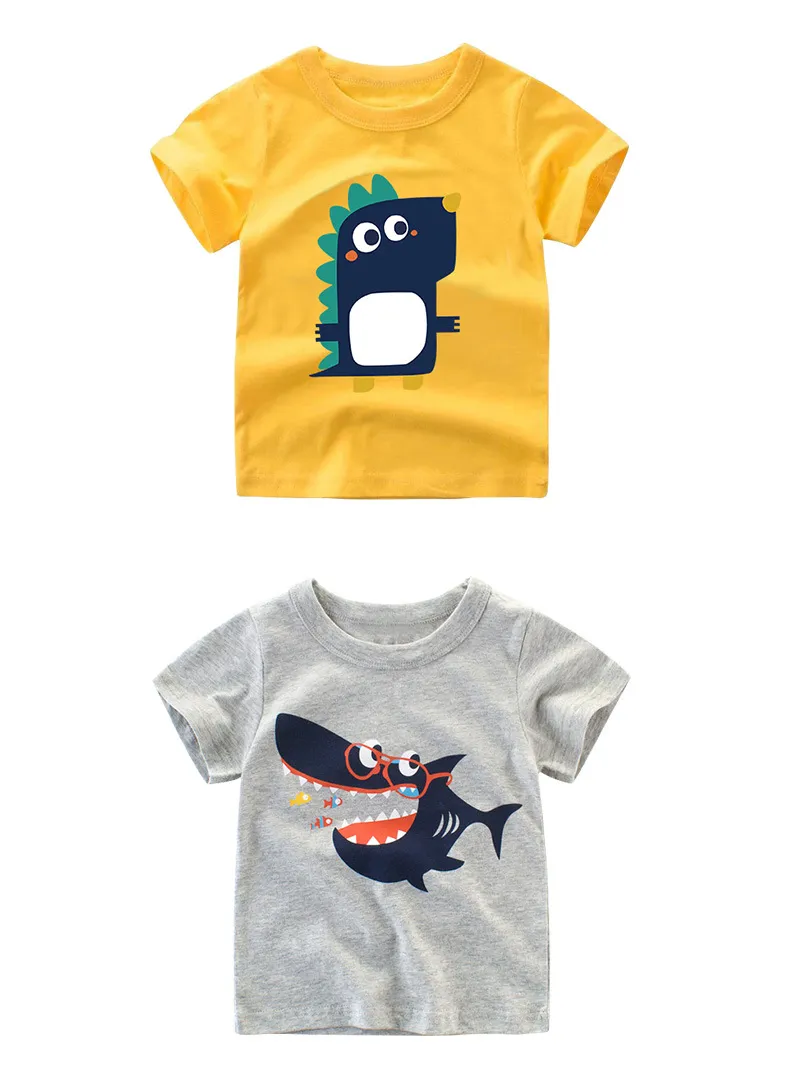 2 3 4 5 7 9 Years Summer Baby Boys Short Sleeve T-shirt Children Kids Cotton Cartoon Tops For Little Boys KF1022