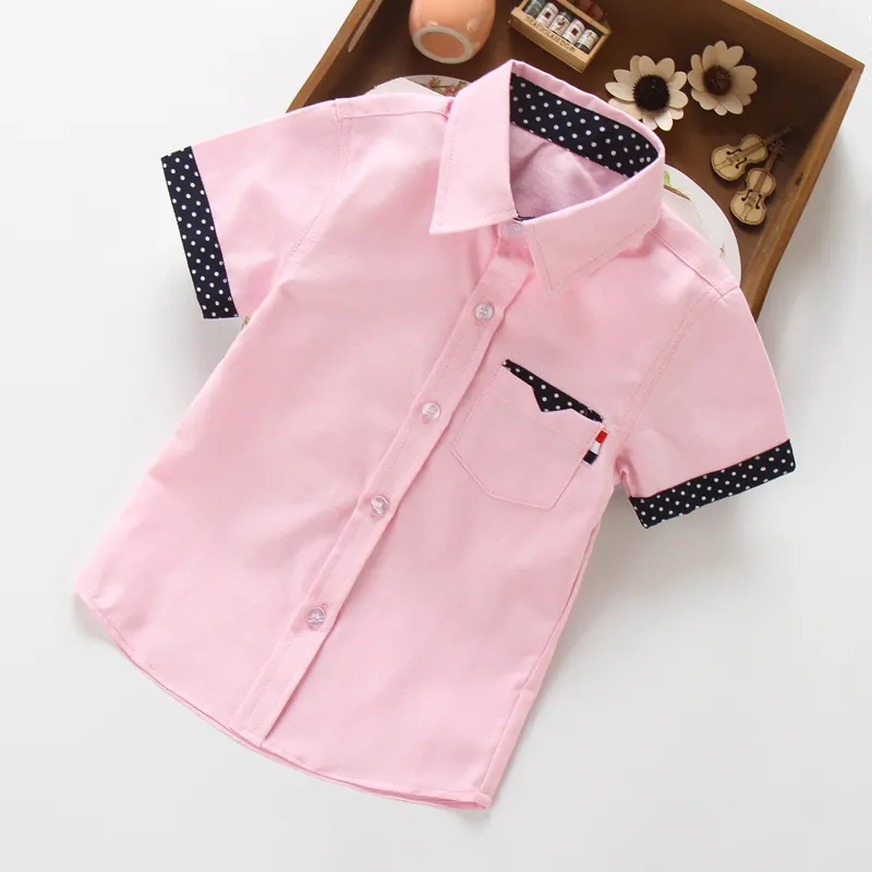 IENENS Kids Shorts Sleeves Shirts Clothes Solid Color 3-11Y Baby Summer Shirt Tops Tees Shirts Children Cotton Blouse