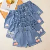 New Summer Kids Short Denim Shorts for Girls Fashion Girl Elastic Waist Blue Short Jeans Korean Version Children Shorts Pants