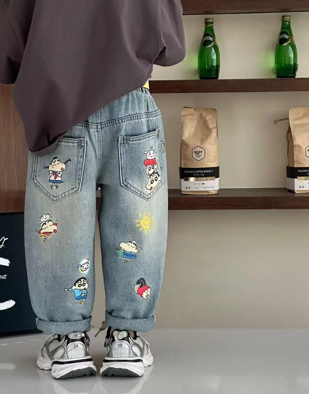 New Spring Autumn Childrens Boys Casual Trousers Foreign Side Pockets Polished Boys Jeans Stretch Versatile Kids Boys Pants