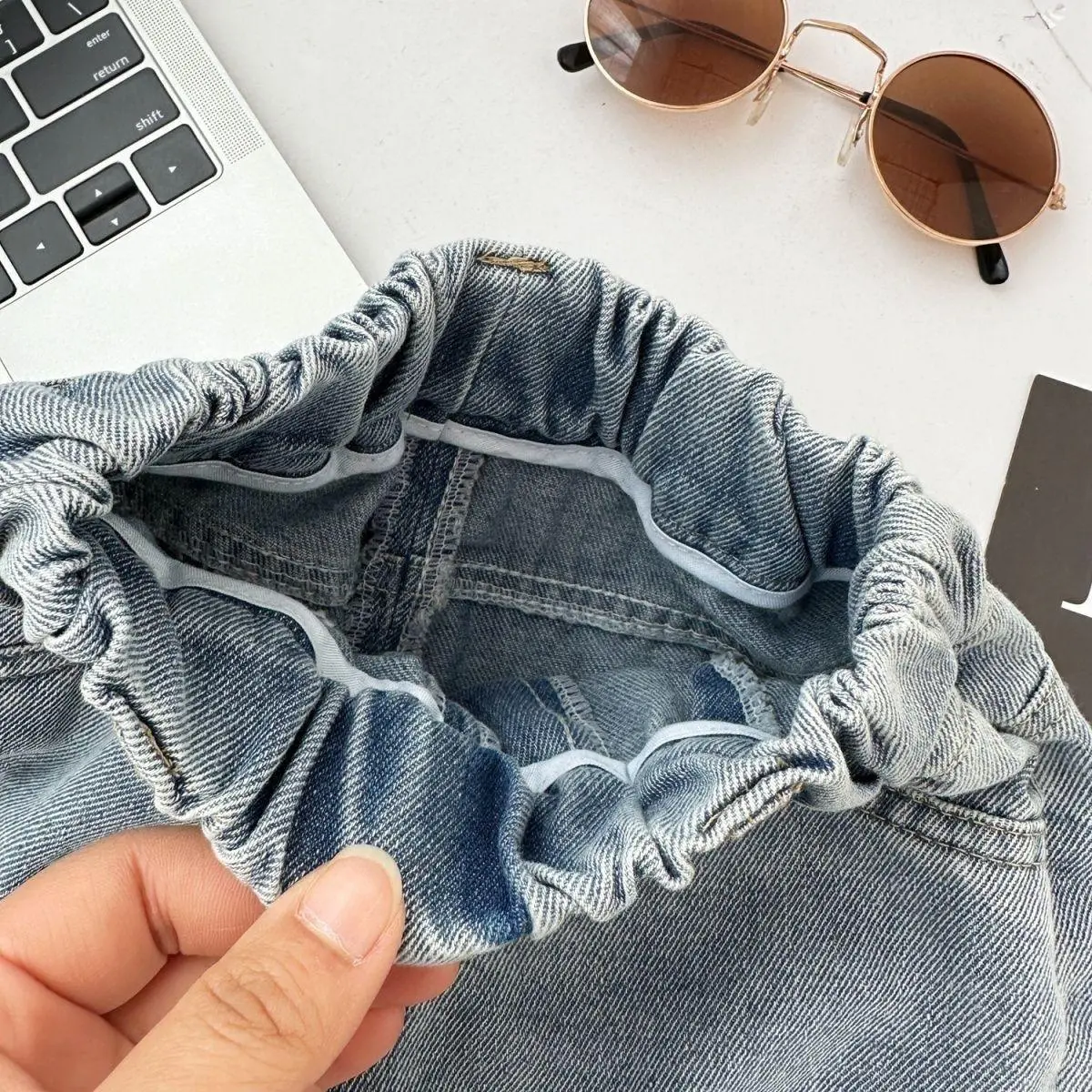 New Spring Autumn Childrens Boys Casual Trousers Foreign Side Pockets Polished Boys Jeans Stretch Versatile Kids Boys Pants